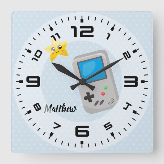 ゲーマー-背景色を選んで下さい スクエア壁時計 (正面)