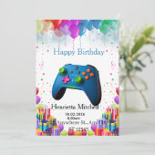 ゲーマー 誕生日 インビテーションカード | ビデオゲーム パーティー 招待状 (スタンド正面)