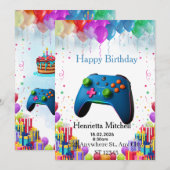 ゲーマー 誕生日 インビテーションカード | ビデオゲーム パーティー 招待状 (正面/裏面)
