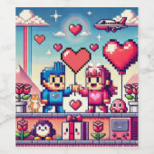 ゲーマー 8ビット バレンタインデー ワインラベル (シングルラベル)