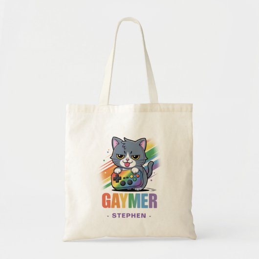 ゲーマー – Rainbow Gaming Cat with Console | LGBTQ 2 トートバッグ (正面)