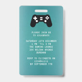 ゲーマー VIP パス 誕生日招待状 バッジ (裏面)