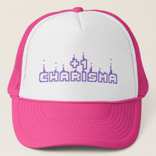 ゲーマーCharisma Statかわいい紫色のピクセルアートスローガン キャップ