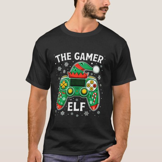 ゲーマーElffビデオゲームゲーマーゲーミングコントローラー Tシャツ (正面)