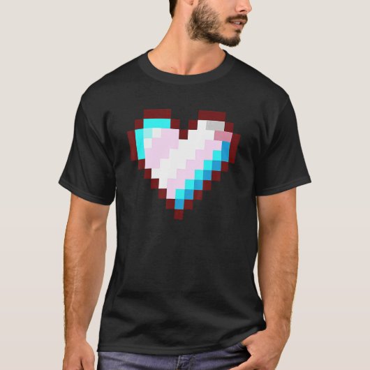 ゲーマーLgbtレトロプライドトランスジェンダーゲーマーピクセルH Tシャツ (正面)