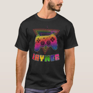 ゲーマーLGBTQゲイビデオゲーマーコンソールレインボストリップ Tシャツ
