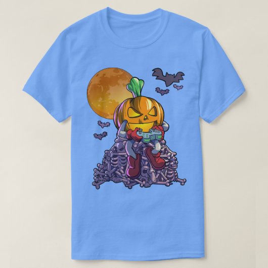 ゲーマーPumpkin Jack O Lantenビデオゲームゲームホール Tシャツ (デザイン正面)