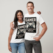 ゲーマーTシャツ - Eat Sleep Game Repeat | 涼しいギフト Tシャツ (ユニセックス)