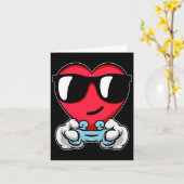 ゲーマーValentines DayかわいいビデオゲームコントローラGa カード (黄色い花)