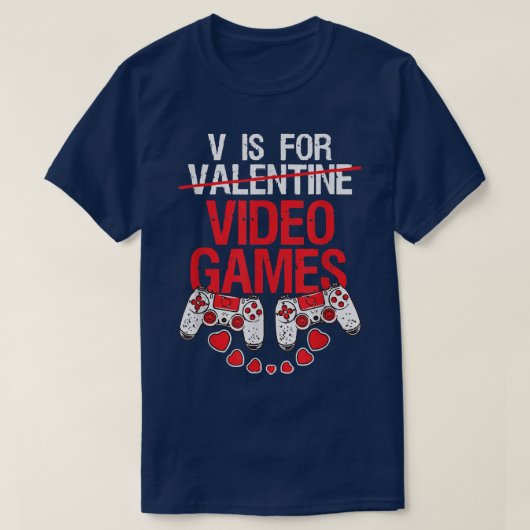 ゲーマーValentines Vはビデオゲーム用おもしろいValent Tシャツ (デザイン正面)