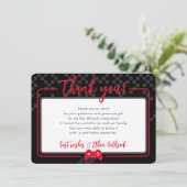 ゲーミモダンング感謝していバー(ユダヤ教の)バル・ミツバー黒レッド サンキューカード (スタンド正面)