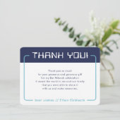 ゲーミモダンン感謝していバー（ユダヤ教の）バル・ミツバーネイビーブルーアクア サンキューカード (スタンド正面)