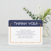 ゲーミモダンン感謝していバー（ユダヤ教の）バル・ミツバーネイビーブルーオレンジ サンキューカード (スタンド正面)