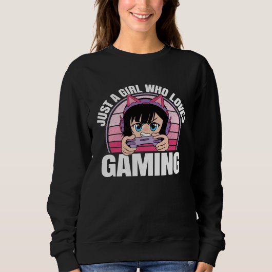 ゲーミングが大好きな女の子 ゲーム好き スウェットシャツ (正面)