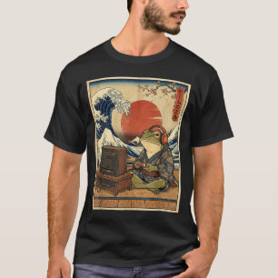 ゲーミングカエルアート浮世絵日本ゲーマーアニメ男子 Tシャツ