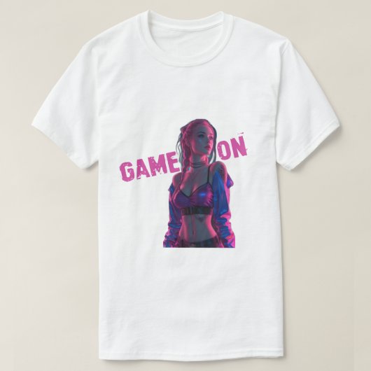 ゲーミングガール ネオンTシャツ Tシャツ (デザイン正面)