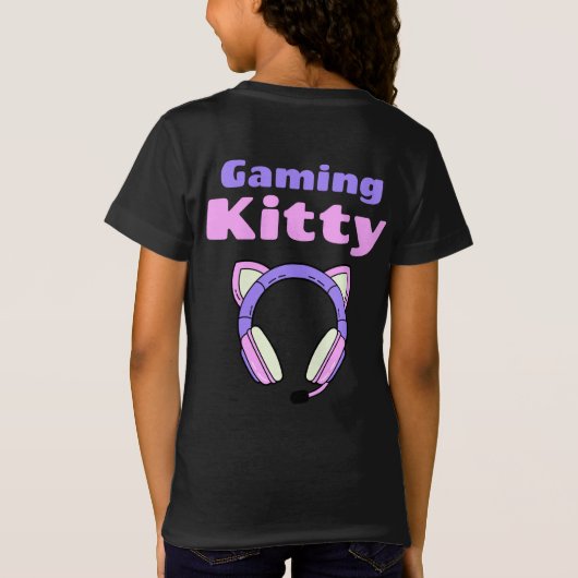 ゲーミングキティ - 女性ゲーマー Tシャツ (裏面)
