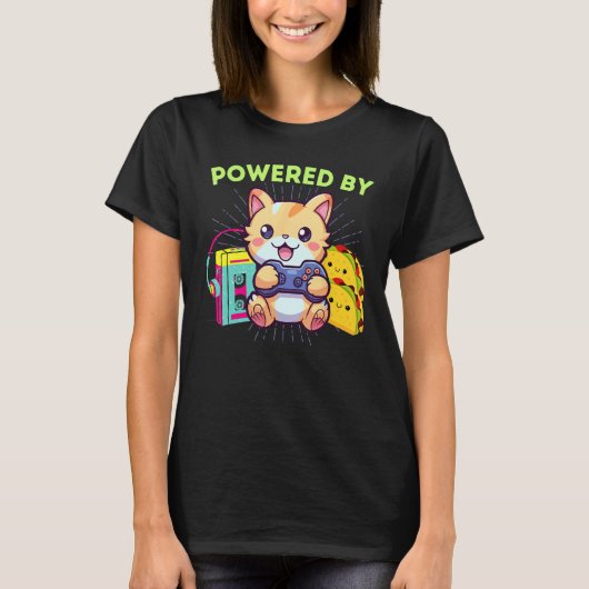 ゲーミングキャスト タコス 80年代 ファニーパワード ゲーマー Tシャツ (正面)