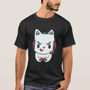 ゲーミングキャットヘッドセットコントローラー10代の少年少女の男性 Tシャツ