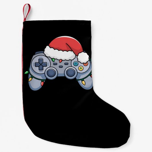 ゲーミングクリスマスサンタ帽子ゲーマー スモールクリスマスストッキング (正面)