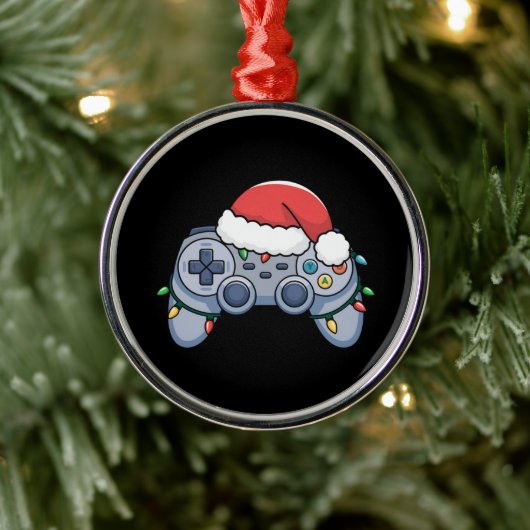 ゲーミングクリスマスサンタ帽子 メタルオーナメント (ツリー)