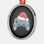 ゲーミングクリスマスサンタ帽子 メタルオーナメント (左)