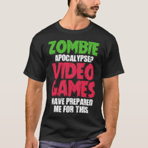 ゲーミングゲーマーゾンビアポカリプセビデオゲームプレパー Tシャツ