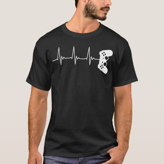 ゲーミングコントローラーの鼓動 ビデオゲーム ゲーマー Tシャツ (正面)