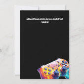 ゲーミングコントローラーオレンジ色の黒ネオンゲーマーパーティー 招待状 (裏面)