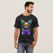ゲーミングジャワ猫プレーヤー動物ゲーマー男性 Tシャツ (正面フル)