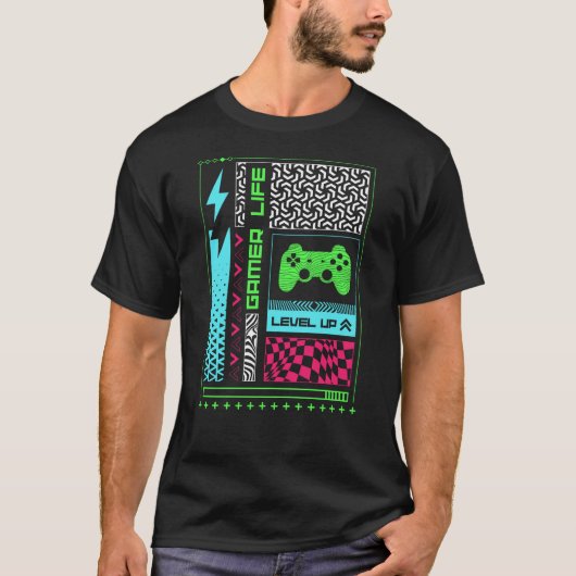 ゲーミングストリートウェアカラフル Tシャツ (正面)