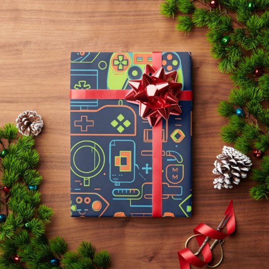 ゲーミングバースデー ドクロ ラッピングペーパー (クリスマスギフト)
