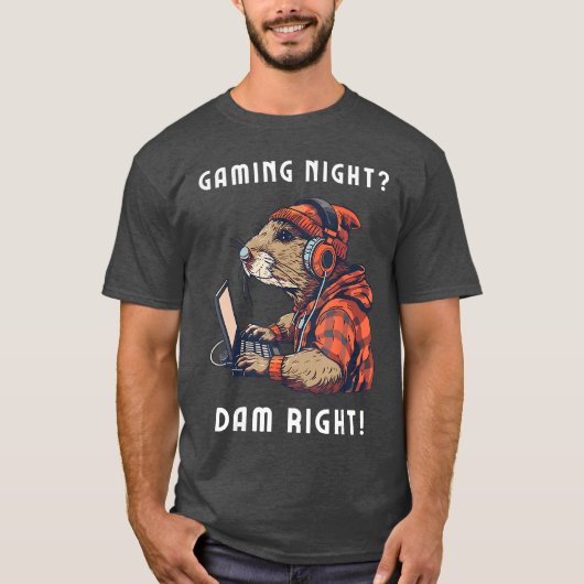 ゲーミングビーバー 楽しいゲーマー 愛好家 ネิร์ド Tシャツ (正面)