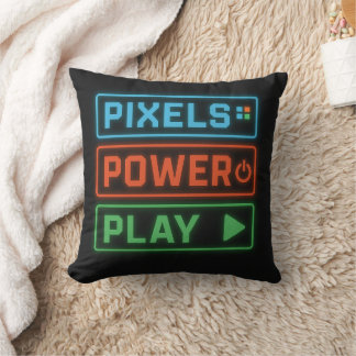 ゲーミングピロー - Pixels Power Play ネオンゲーマーデコレーション クッション