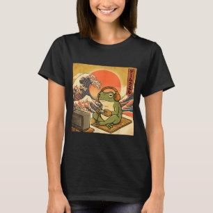 ゲーミングフロッグアート浮世絵日本ゲーマーアニメ男子W Tシャツ