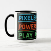 ゲーミングマグカップ - Pixels Power Play ネオン コーヒー カップ (左)