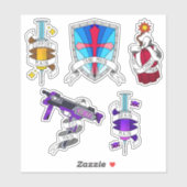 ゲーミングメインのゲーマーシリンジガンシールドマンガ シール (シート)