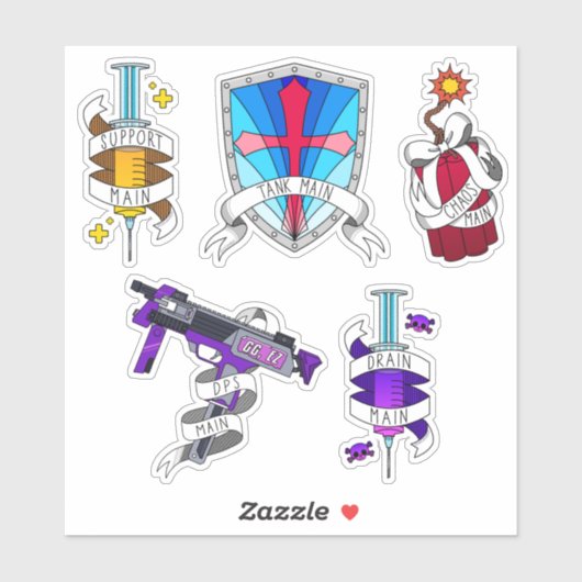 ゲーミングメインのゲーマーシリンジガンシールドマンガ シール (シート)