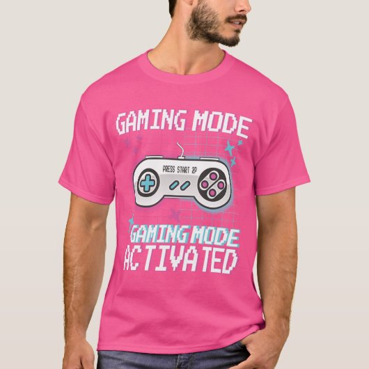 ゲーミングモード起動レトロピクセルゲーマーデザイン Tシャツ (正面)