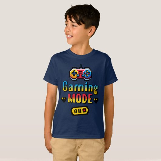 ゲーミングモード ピクセル レトロ Tシャツ (正面フル)