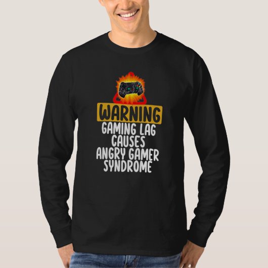 ゲーミングラグ警告 怒りのゲーマー症候群ゲーム Tシャツ (正面)