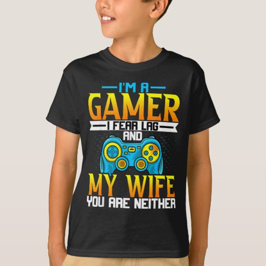 ゲーミング大好き夫ゲーマー恐怖 Tシャツ (正面)