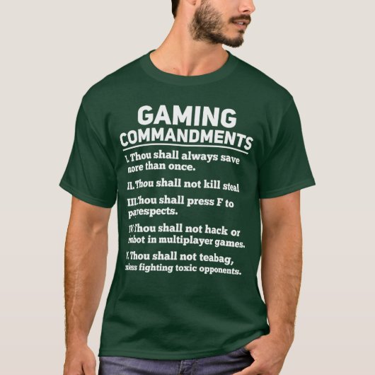 ゲーミング戒律 楽しいビデオゲーマーの誕生日ギフト Tシャツ (正面)
