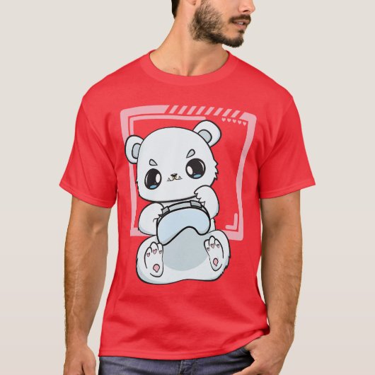 ゲーミング シロクマ ビデオゲーム Tシャツ (正面)