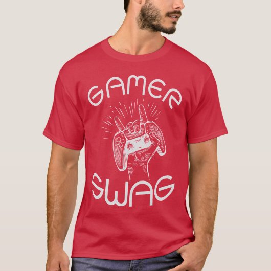 ゲーミング スワッグ ゲーマー コントローラー ゲーム好き 楽しい フリー Tシャツ (正面)