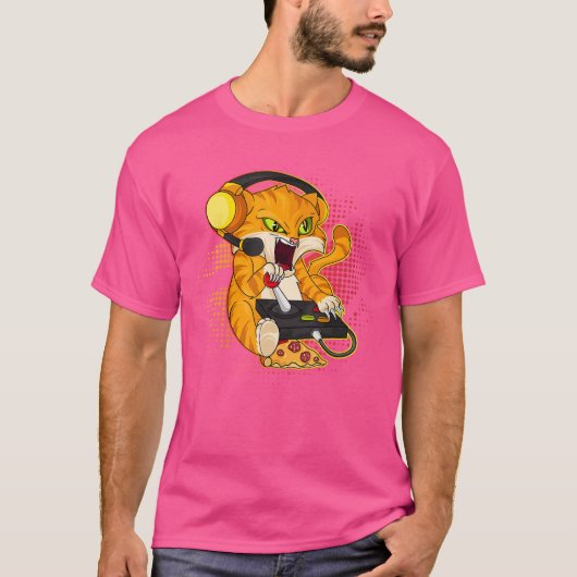 ゲーミング 猫 ゲーマー 猫好き コンピューター ギフト レトロ Tシャツ (正面)