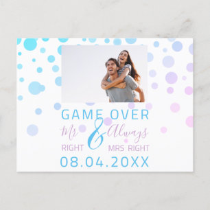 ゲームおもしろいオーバー日の白い写結婚真を保存 ポストカード