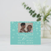 ゲームおもしろいオーバー日の白い写結婚真を保存 ポストカード (スタンド正面)