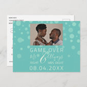 ゲームおもしろいオーバー日の白い写結婚真を保存 ポストカード (正面/裏面)