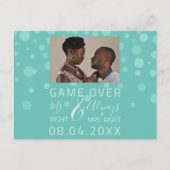 ゲームおもしろいオーバー日の白い写結婚真を保存 ポストカード (正面)